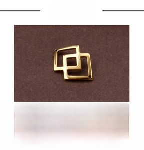 Polished golden stainless steel geometric square link connector for DIY jewelry making
