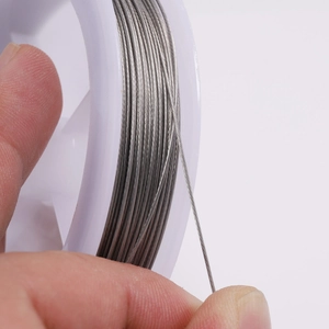 Silver stainless steel beaded wire roll for DIY jewelry making and wire wrapping