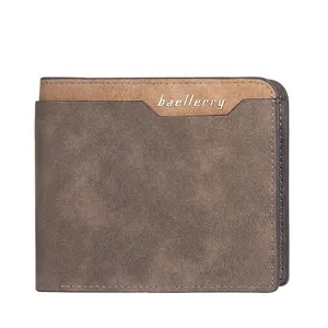 Men Short Wallet Matte PU Leather Bifold Business Casual Minimalist Slim Purse With Card Slots And ID Window