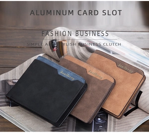 Business style matte leather wallets in black, dark brown, and light brown options