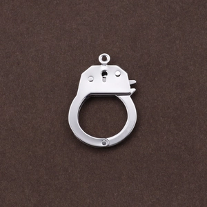 Polished silver stainless steel handcuff charm pendant for jewelry and keychain DIY