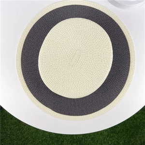 British style flat top straw hat with bicolor woven design for summer sun protection