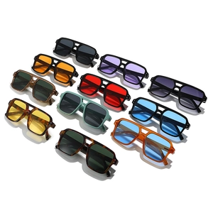 Stylish square oversized sunglasses with double bridge in various retro frame colors
