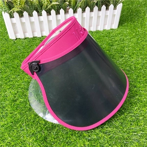 Rose pink sun visor with wide semi-transparent brim for outdoor UV protection