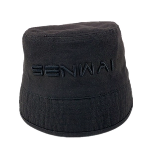 Classic black cotton bucket hat featuring premium SENWAI 3D embroidery branding