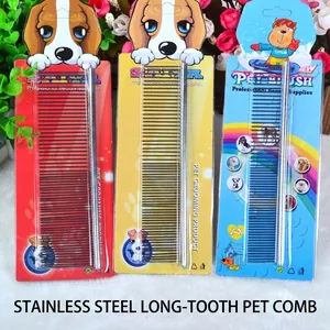 Professional Stainless Steel Pet Grooming Comb Dual Density Teeth Rounded Pins For Dogs And Cats Long Hair Hair Removal