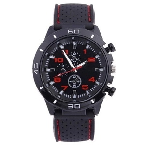Montre Sport Quartz Homme Bracelet Silicone Mouvement Japonais Lumineux Analogique Décontracté Boîtier Plastique Rond