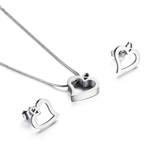Schmuckset Aus Titanstahl Mit Herzanhänger Und Ohrsteckern Für Damen Eleganter Gold- Und Versilberter Herzschmuck Im Koreanischen Stil
