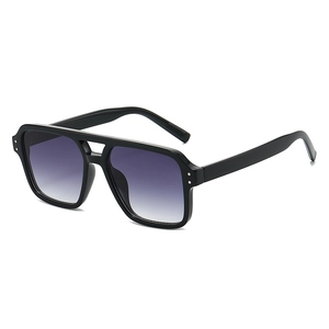 Stylish oversized square sunglasses with double bridge and purple gradient lenses