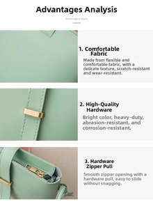 Detailed views of mint green bucket bag showing textured fabric and gold-tone hardware