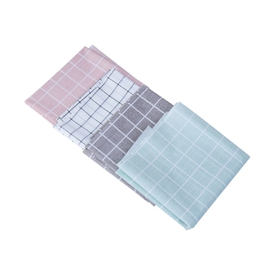 Nordic plaid PEVA tablecloth set in pink, white, gray, and mint green colors