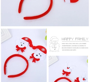 Detail of Christmas headband with white bear wearing a Santa hat and cute reindeer motif