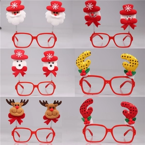 Christmas Glasses Frames Cartoon Santa Snowman Antler Plastic Sequin Decor For Holiday Party Cosplay Photo Props Kids Adult