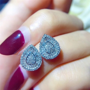Elegant Water Drop Stud Earrings With 925 Sterling Silver Earring Post Shiny Zircon Teardrop Jewelry For Women Sparkly
