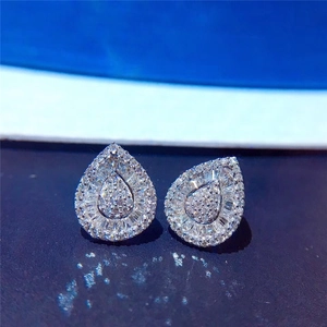Sparkling pink pear-shaped zircon halo drop earrings in polished silver finish