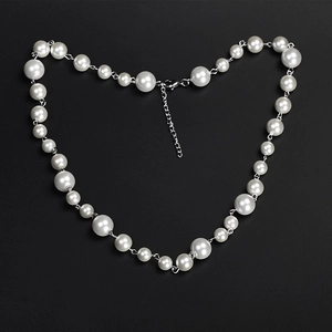 Titanium Steel Spliced Imitation Artificial Pearl Necklace Hip Hop Streetwear Clavicle Chain For Men And Women