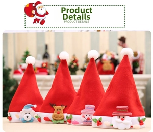 Set of 4 festive Christmas hats featuring 3D Santa, Reindeer, Snowman and Polar Bear designs