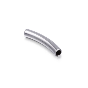 Polished silver stainless steel hollow curved tube connector for DIY jewelry making