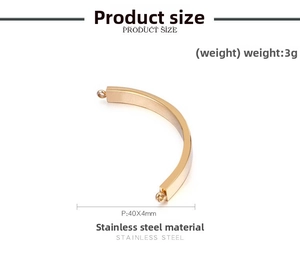 Golden 40x4mm stainless steel arc bar pendant for DIY jewelry making and necklaces