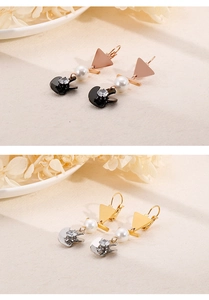 Details zu barocken geometrischen Ohrringen mit Perlen und Strass in Gold und Roségold-Finish