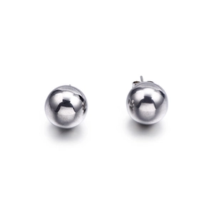 Polished stainless steel ball stud earrings with a minimalist geometric spherical design