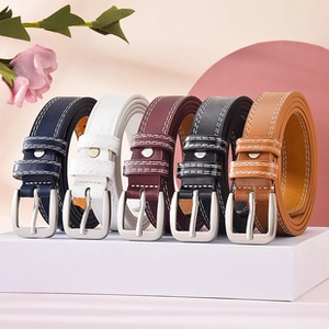 Women's woven wax cord belts in multiple colors with metal buckles and white stitching