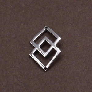 Polished silver titanium steel interlocking geometric diamond charms for DIY jewelry making