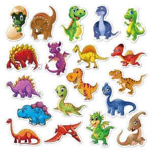 50pcs cute cartoon dinosaur sticker set for luggage and laptop with white border