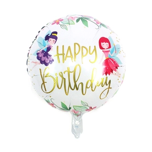 Ballon en aluminium fée pour anniversaire avec motif floral et texte Happy Birthday