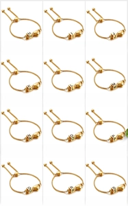 Detailed grid view of adjustable gold heart bracelets with various letter charms