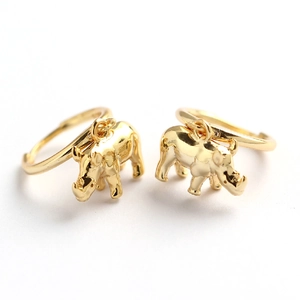 Minimalist 925 sterling silver rhinoceros hoop earrings with polished golden finish