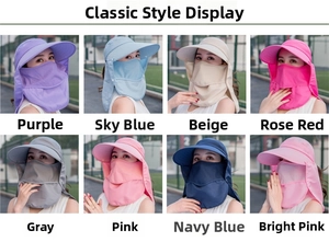 Cappello parasole con protezione per collo e maschera staccabile in otto colori diversi
