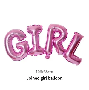 Pink foil balloon in cursive GIRL lettering for girls first birthday party decor 106x38cm