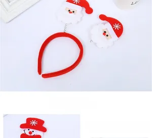 Detail view of Santa Claus and Snowman plush headbands for Christmas parties