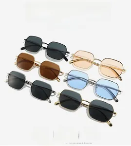 Polygonal metal sunglasses set in six colors with unique wavy temples and durable frames