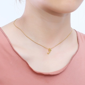Minimalist golden dolphin necklace for women on neck, elegant stainless steel gift jewelry