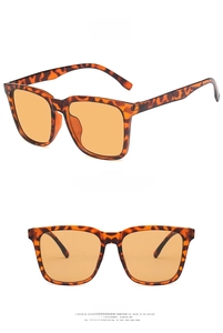 Square leopard print sunglasses with light tea lenses and colorful fashion frame