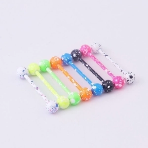 Set of 8 colorful splatter pattern stainless steel tongue and nipple piercing jewelry