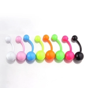 Neon Colorful Belly Button Rings Stainless Steel Curved Barbell Navel Piercing Jewelry Body Decoration For Women