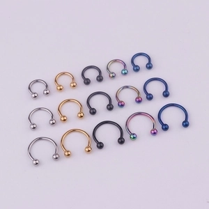 316L stainless steel C-shaped horseshoe piercing rings set in five metallic colors