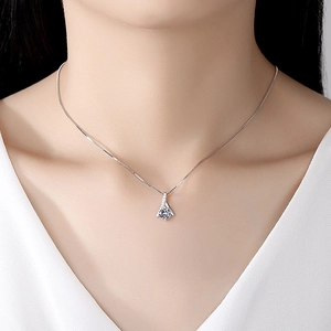 Elegant S925 sterling silver necklace featuring a sparkling zircon pendant on a thin chain