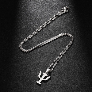 Polished stainless steel necklace featuring a Greek Psi psychology symbol pendant on a slim chain