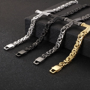 Byzantine style cross bracelets in gold, silver, black, and gunmetal stainless steel