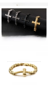 Detailed size specifications for the stainless steel cross pendant bracelet for men