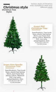 Comparison of PVC and pine needle Christmas trees with plastic or metal stands