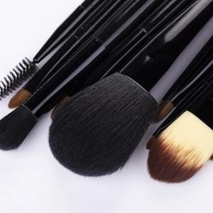 Detailed macro view of soft synthetic makeup brush bristles showing texture and density