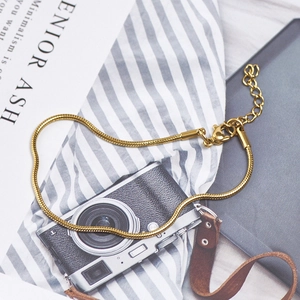 Minimalist 18K gold plated snake chain bracelet in polished stainless steel for women