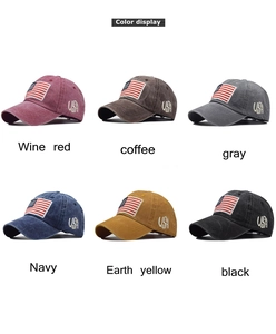 Berretti da baseball vintage in cotone lavato con ricamo USA in sei colori
