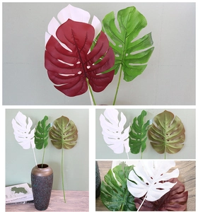 Detailed monstera leaf artificial plant decor in multiple colors for home wall arrangement