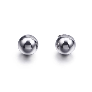 Polished Round Ball Stud Earrings Stainless Steel Minimalist Geometric Fashion Jewelry For Women